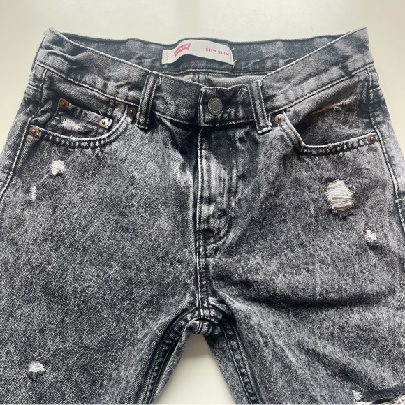 LEVIS Black 511 Slim Distressed Shorts Size 14 - Picture 4 of 8